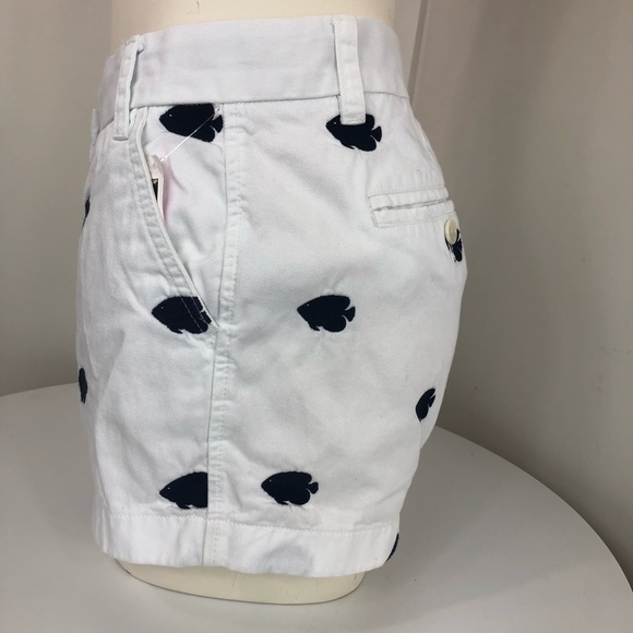 J Crew Chino White with Spade design shorts Size 4 - Picture 2 of 8